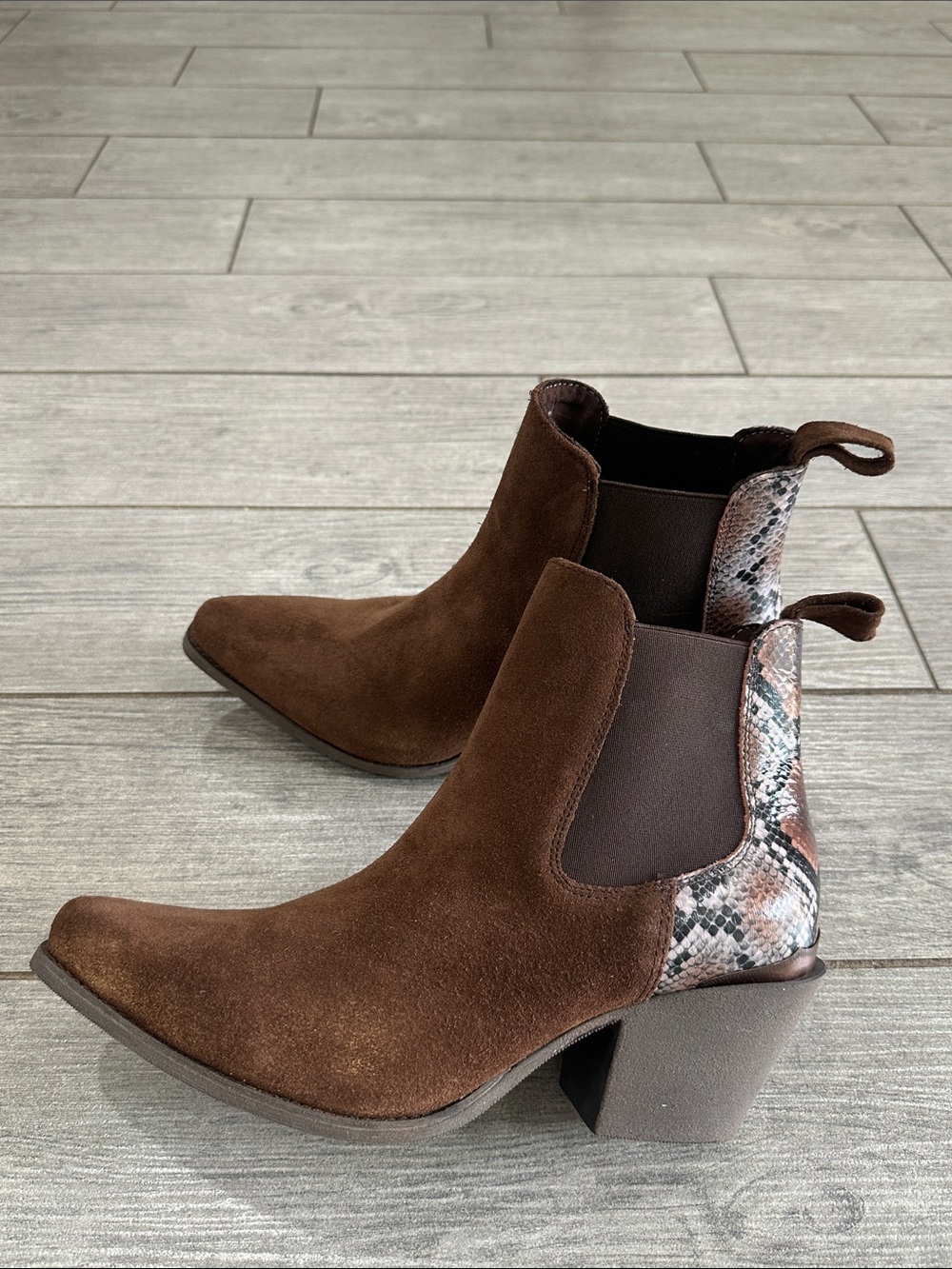Ariat Bradley Western Coffee Desert Snake Suede Boots New! - Picture 9 of 14
